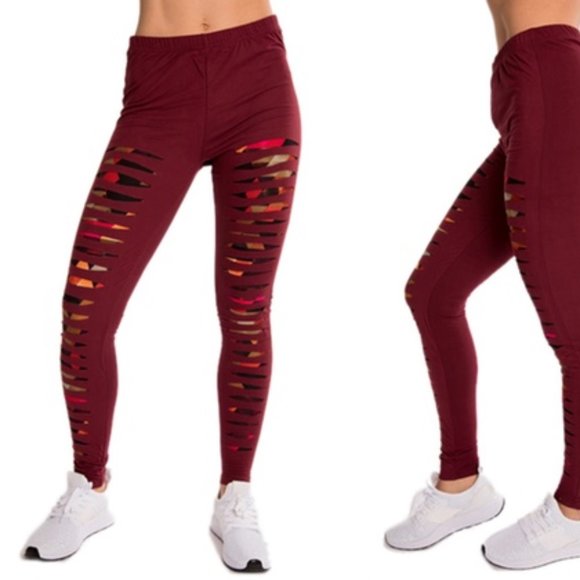 R.A.G Pants - RAG Women’s Leggings with Print Beneath Slashes